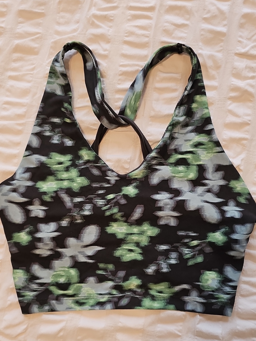 NWOT Offline by Aerie Size S Black Sports Bralette with Blurred Floral Print